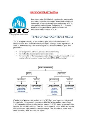 Reactions to Radiocontrast Media and Its Managment