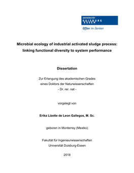 Microbial Ecology of Industrial Activated Sludge Process: Linking Functional Diversity to System Performance