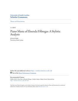 Piano Music of Elisenda Fábregas: a Stylistic Analysis JINHA PARK University of South Carolina