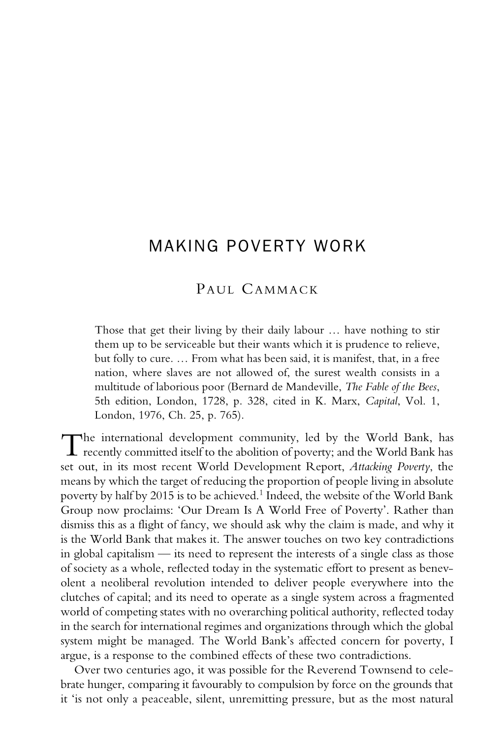 Making Poverty Work