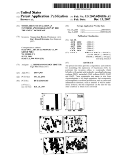 (12) Patent Application Publication (10) Pub. No.: US 2007/0286856A1 Brown Et Al
