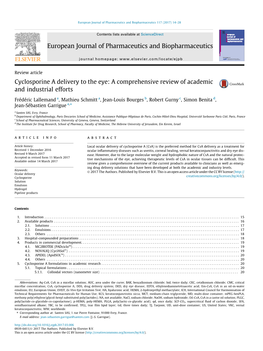 Cyclosporine a Delivery to the Eye: a Comprehensive Review of Academic and Industrial Efforts