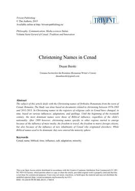 Christening Names in Cenad