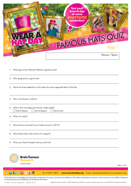 Famous Hats Quiz