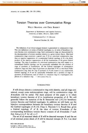 Torsion Theories Over Commutative Rings