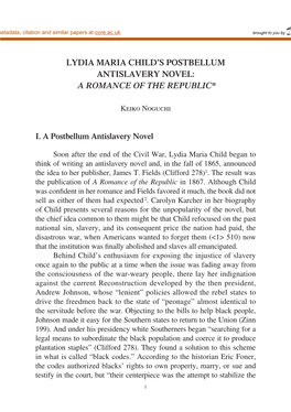 Lydia Maria Child's Postbellum Antislavery