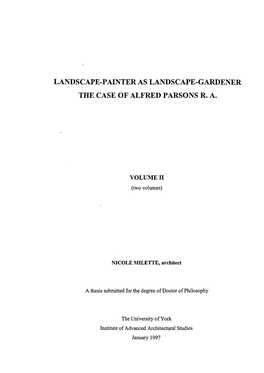 Landscape-Painter As Landscape-Gardener : the Case Of