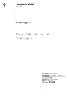 Harry Potter and the Fat Stereotypes