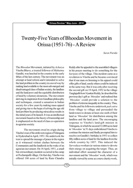 Twenty-Five Years of Bhoodan Movement in Orissa (1951-76) - a Review