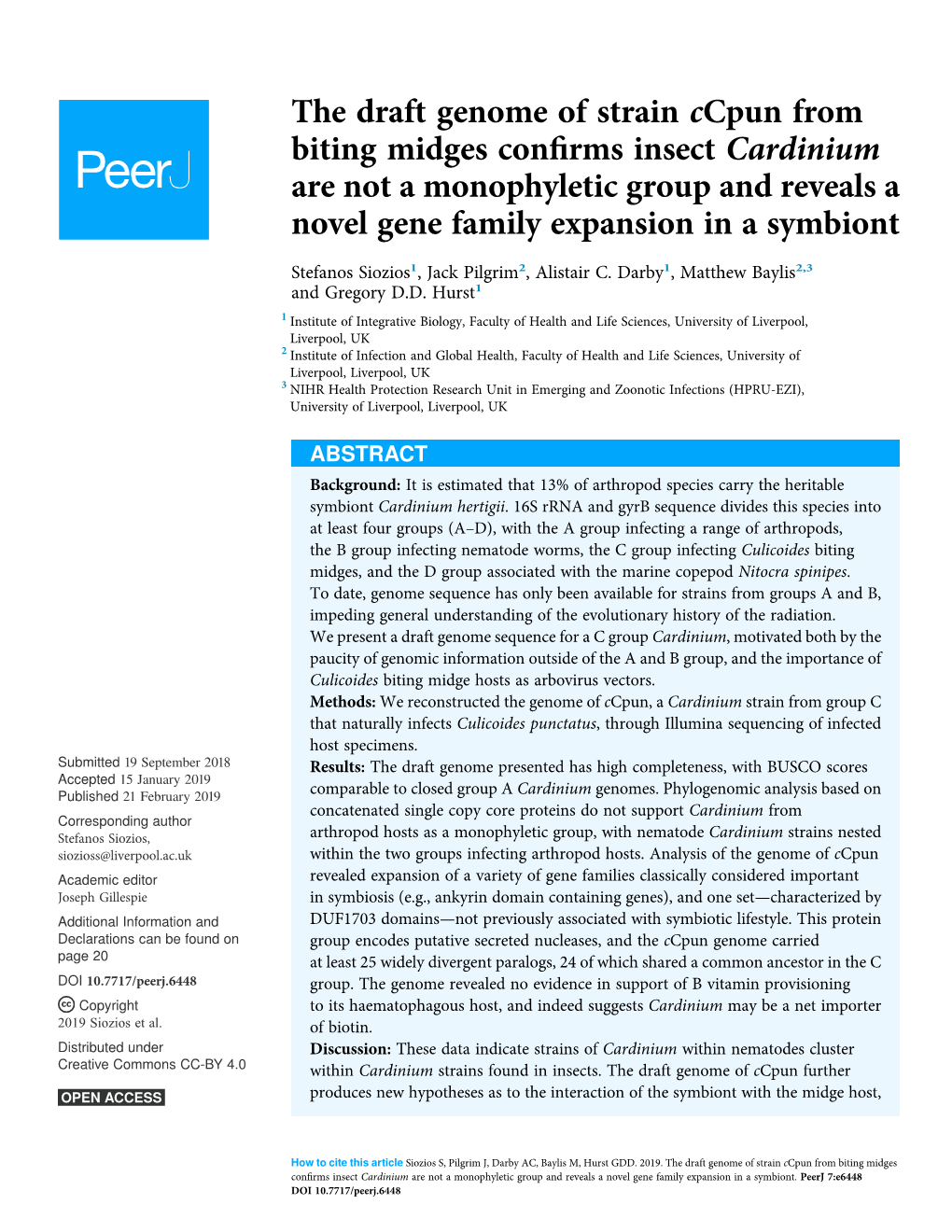 The Draft Genome of Strain Ccpun from Biting Midges Confirms Insect