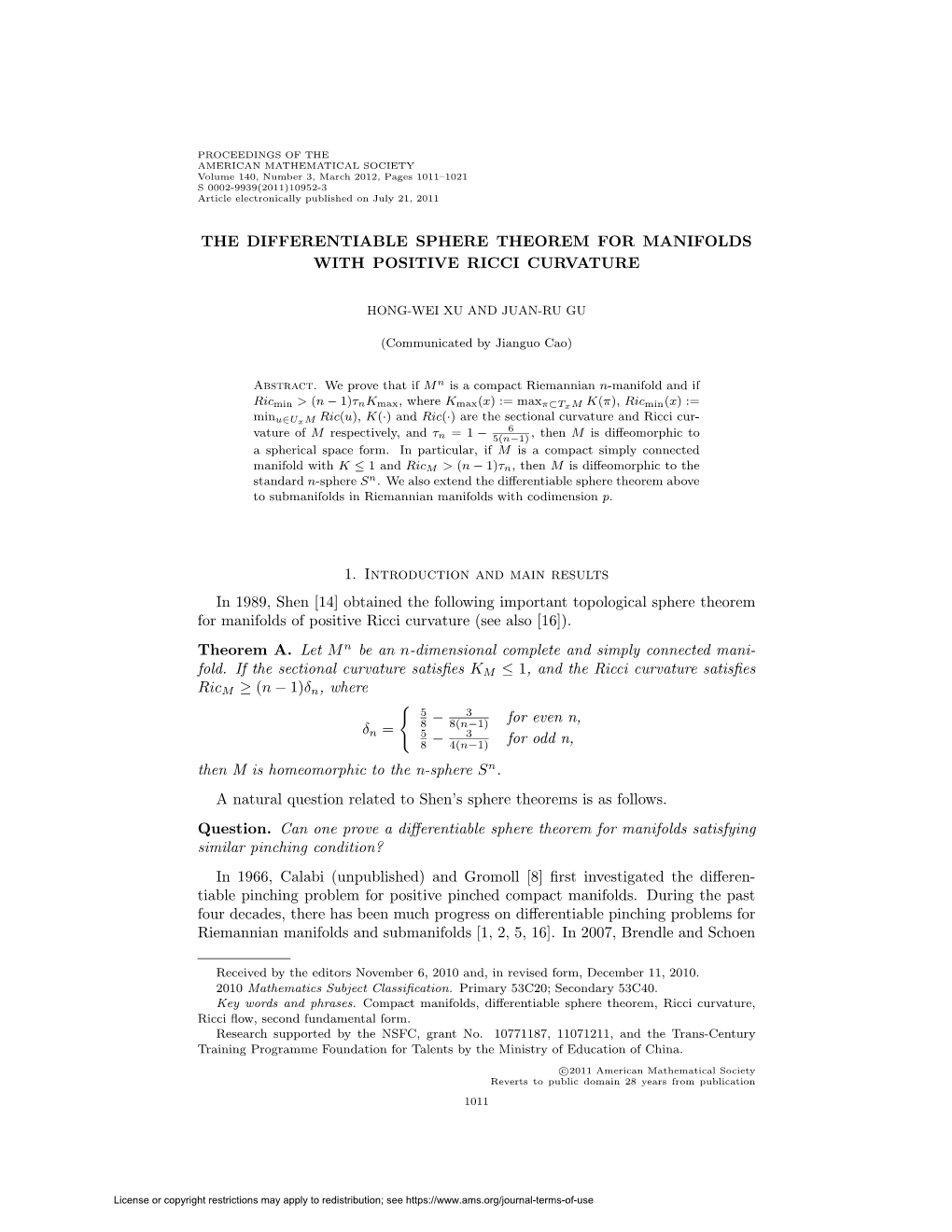 The Differentiable Sphere Theorem for Manifolds with Positive Ricci Curvature