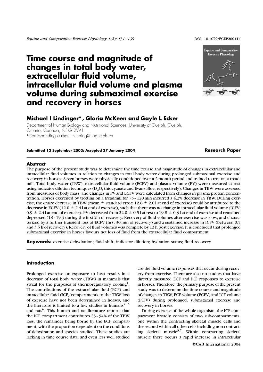 Time Course and Magnitude of Changes in Total Body Water