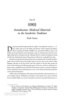 Introduction: Medieval Materials in the Sanskritic Tradition