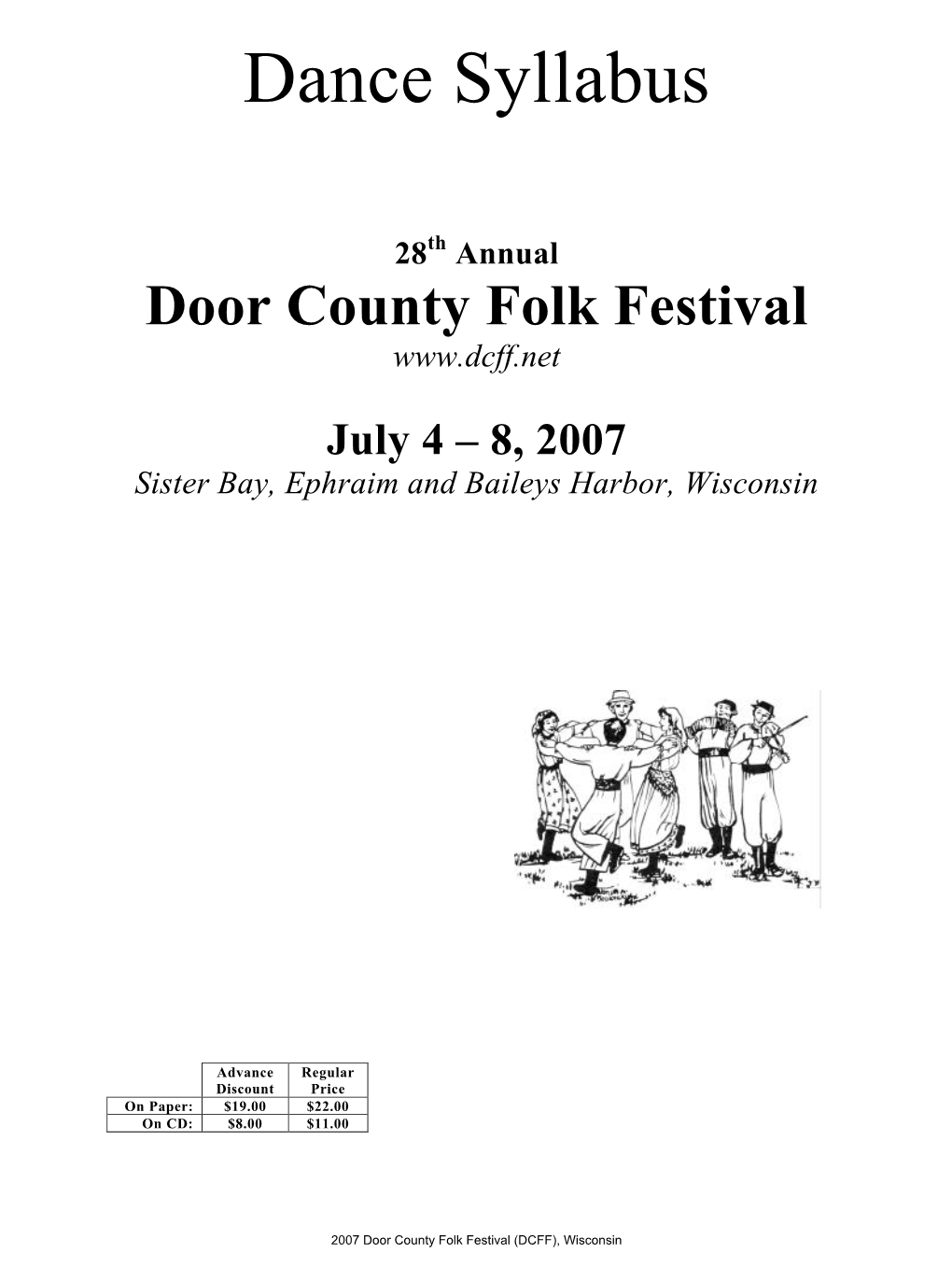 2007 Door County Folk Festival Syllabus.Pdf