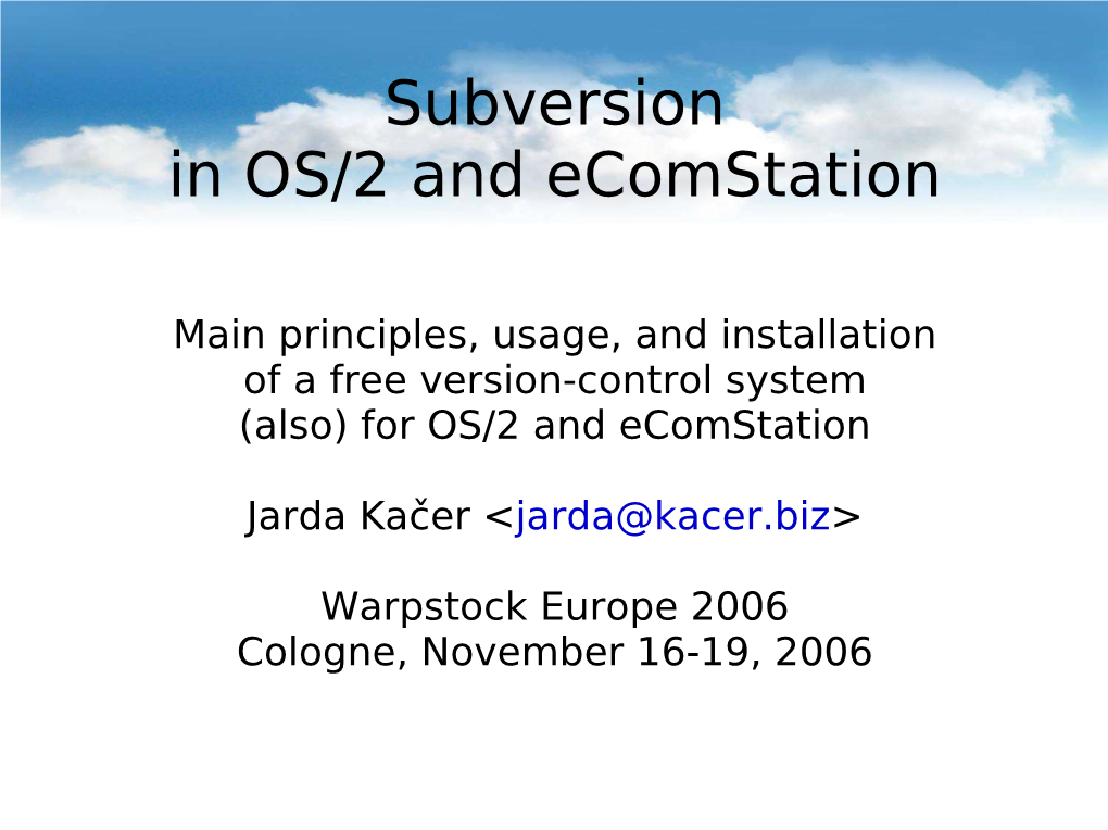 Subversion in OS/2 and Ecomstation