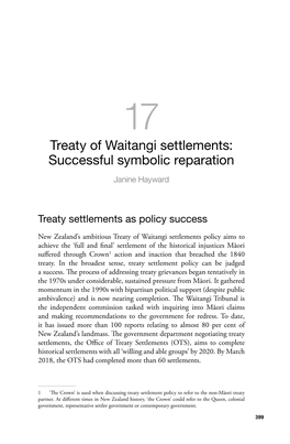 17. Treaty of Waitangi Settlements: Successful Symbolic Reparation