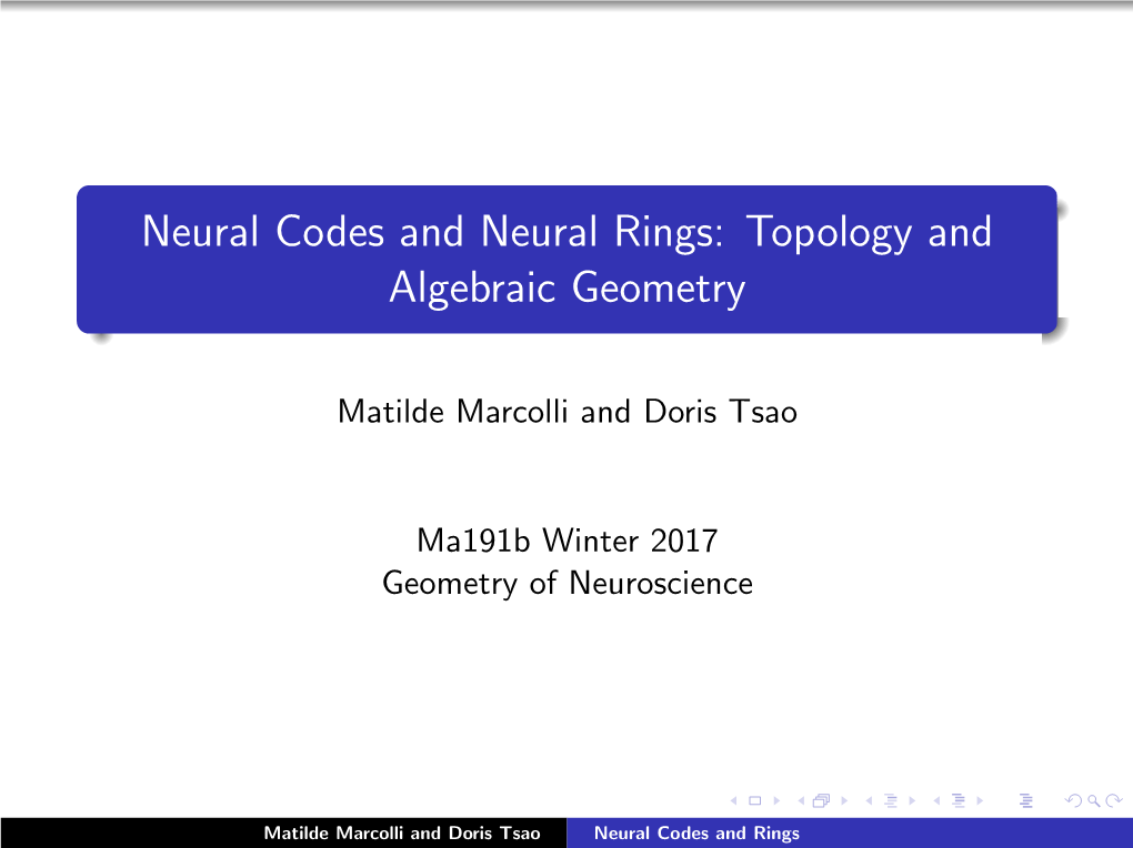 Neural Codes and Neural Rings: Topology and Algebraic Geometry