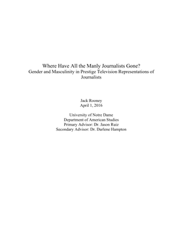 Where Have All the Manly Journalists Gone? Gender and Masculinity in Prestige Television Representations of Journalists