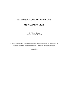 Married Mortals in Ovid's Metamorphoses