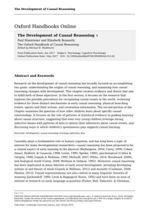Development of Causal Reasoning