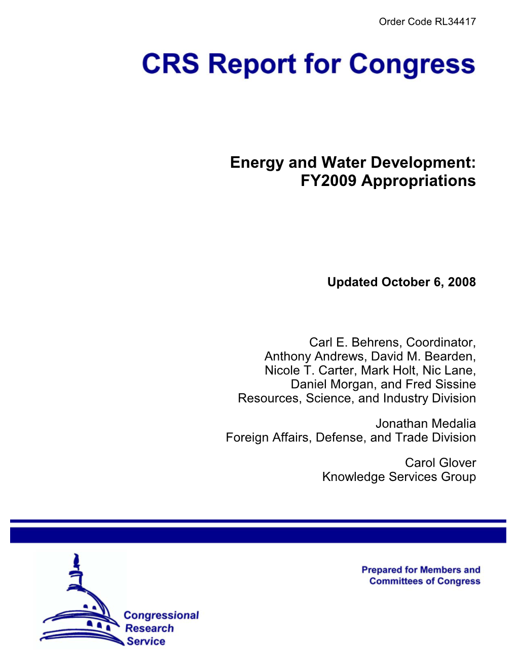 FY2009 Appropriations