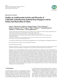 Studies on Antibacterial Activity and Diversity of Cultivable Actinobacteria Isolated from Mangrove Soil in Futian and Maoweihai of China