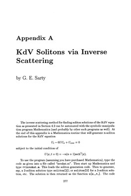 Kdv Solitons Via Inverse Scattering by G