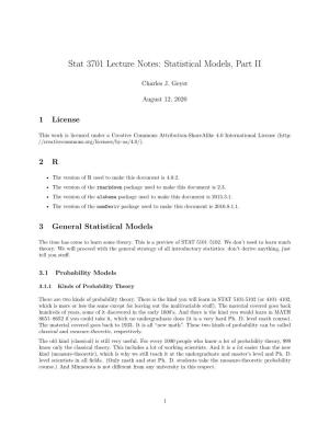 Stat 3701 Lecture Notes: Statistical Models, Part II