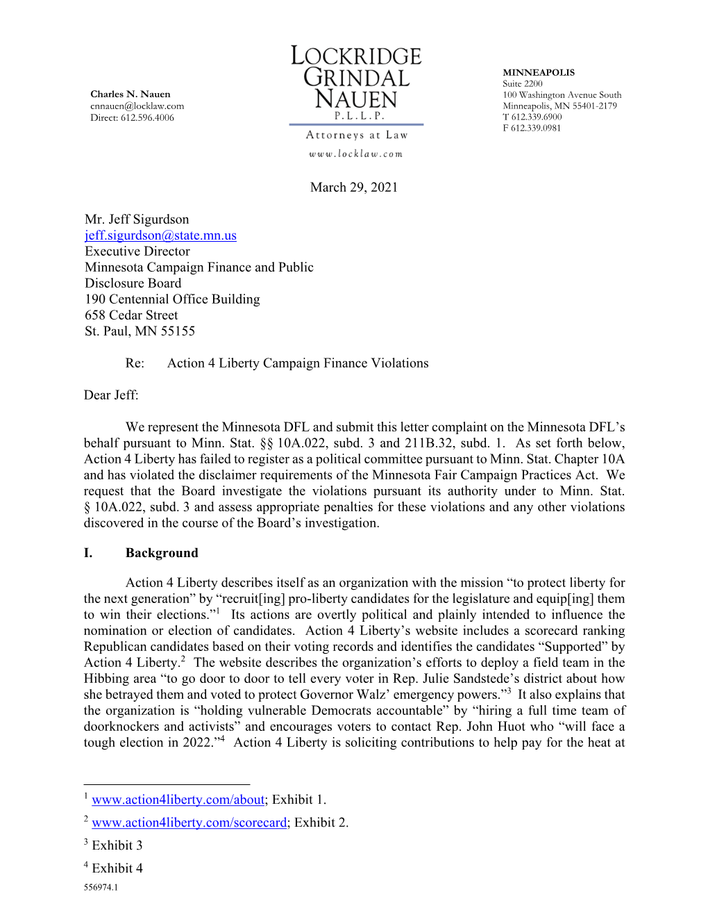 March 29, 2021 Mr. Jeff Sigurdson Jeff.Sigurdson@State.Mn.Us