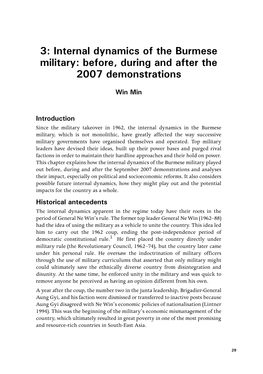 Internal Dynamics of the Burmese Military: Before, During and After the 2007 Demonstrations