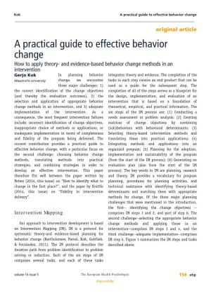 A Practical Guide to Effective Behavior Change