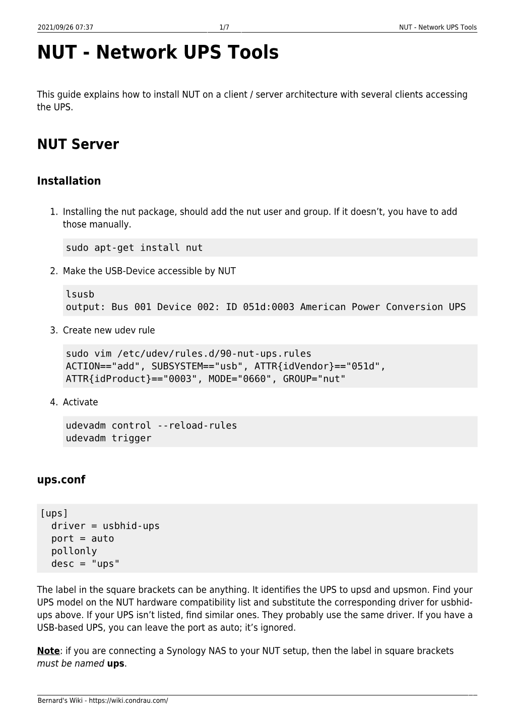 NUT - Network UPS Tools NUT - Network UPS Tools