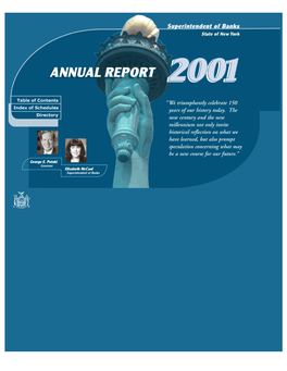 NYS Banking Department Annual Report 2001