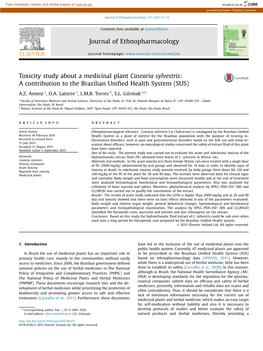 Toxicity Study About a Medicinal Plant Casearia Sylvestris a Contribution