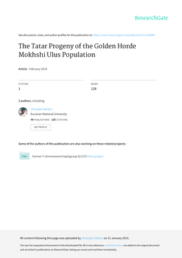 The Tatar Progeny of the Golden Horde Mokhshi Ulus Population