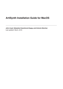 Artisynth Installation Guide for Macos