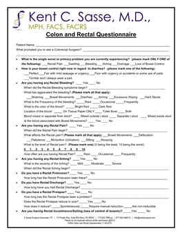 Colon and Rectal Questionnaire