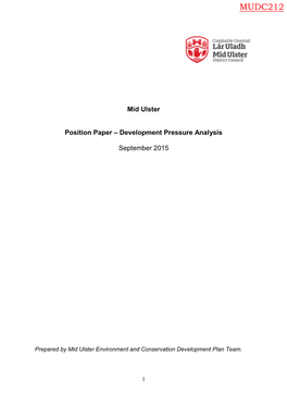 MUDC212 Position Paper Development Pressure Analysis Sept 2015