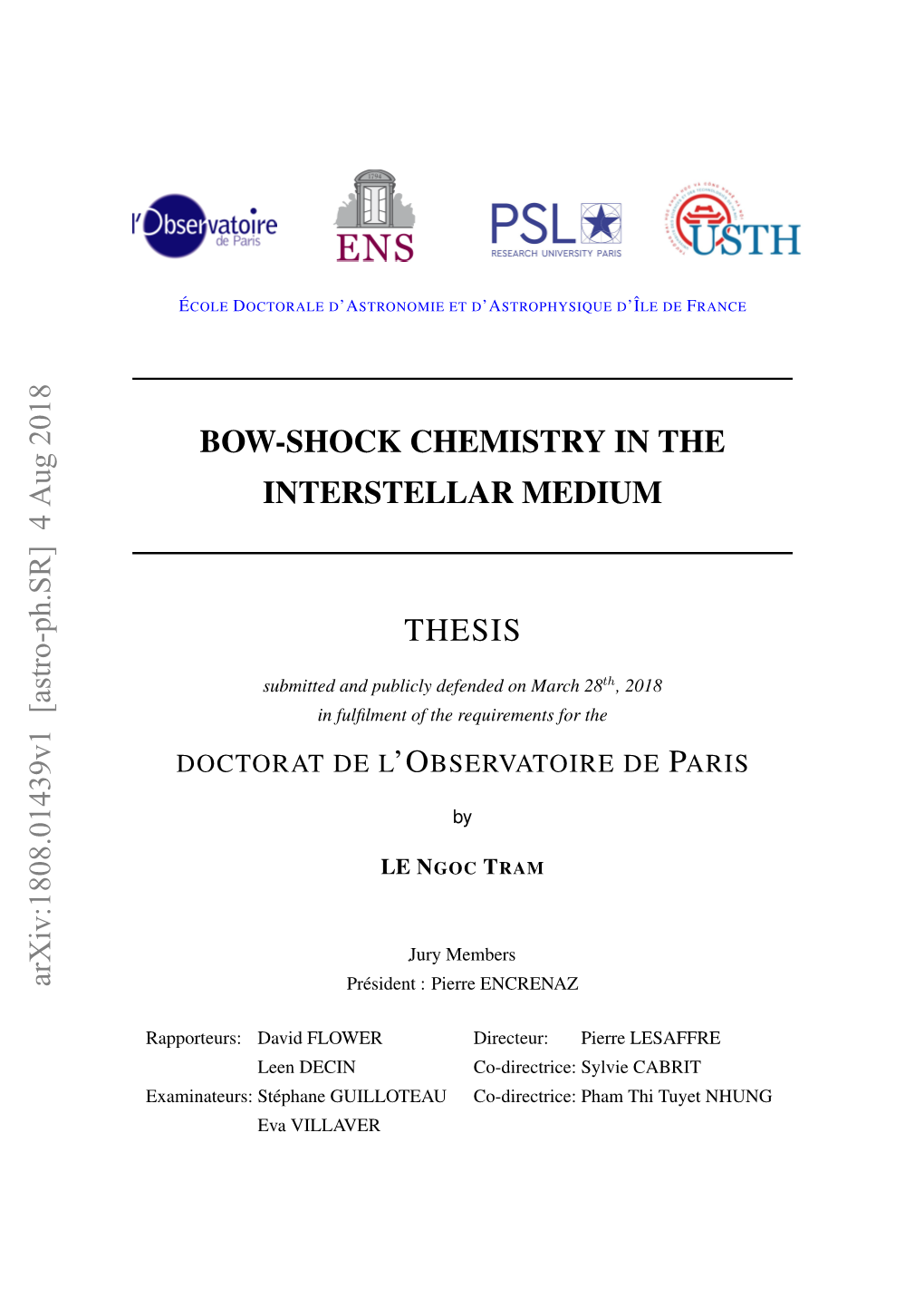 Bow-Shock Chemistry in the Interstellar Medium Thesis