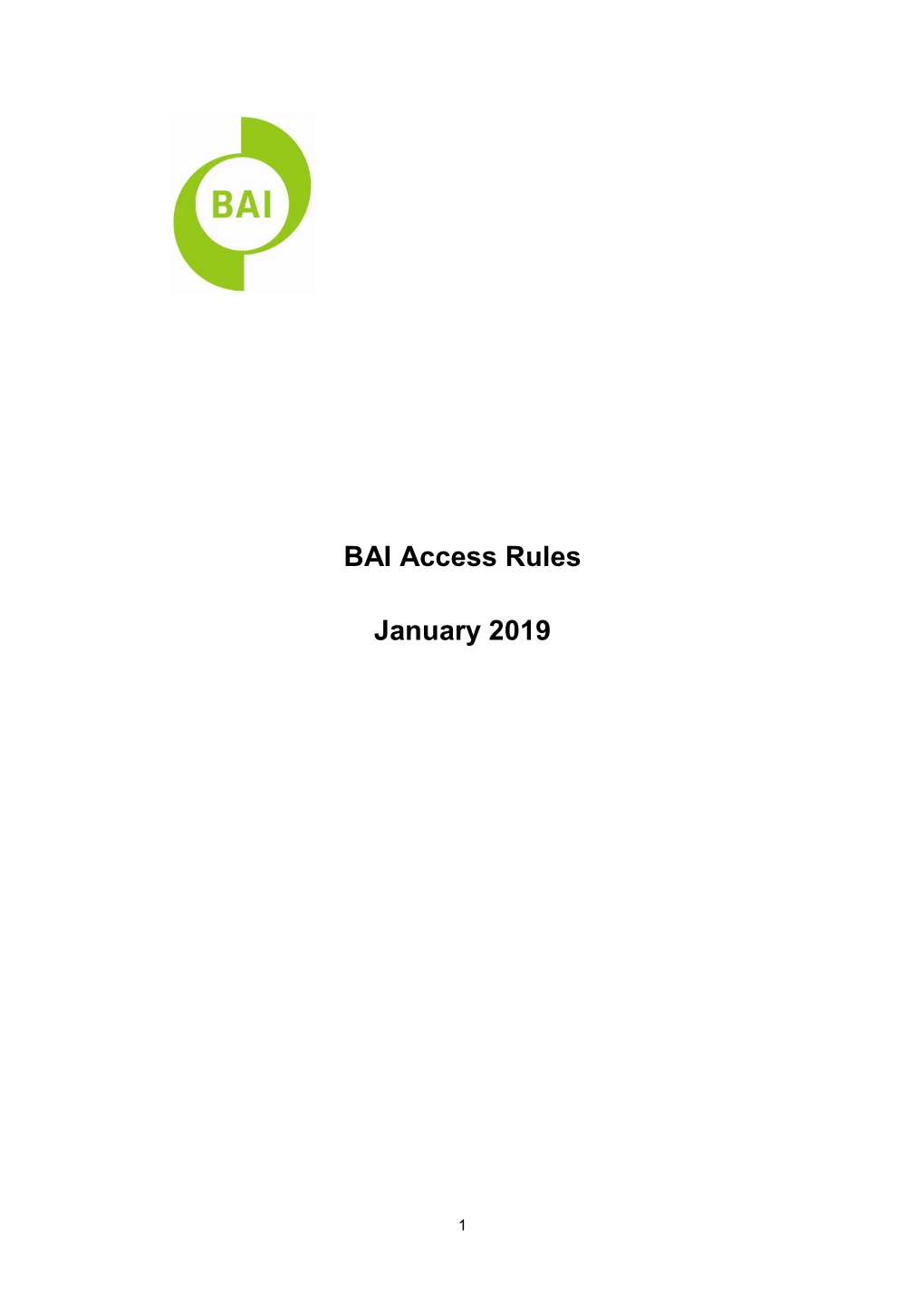 BAI Access Rules January 2019