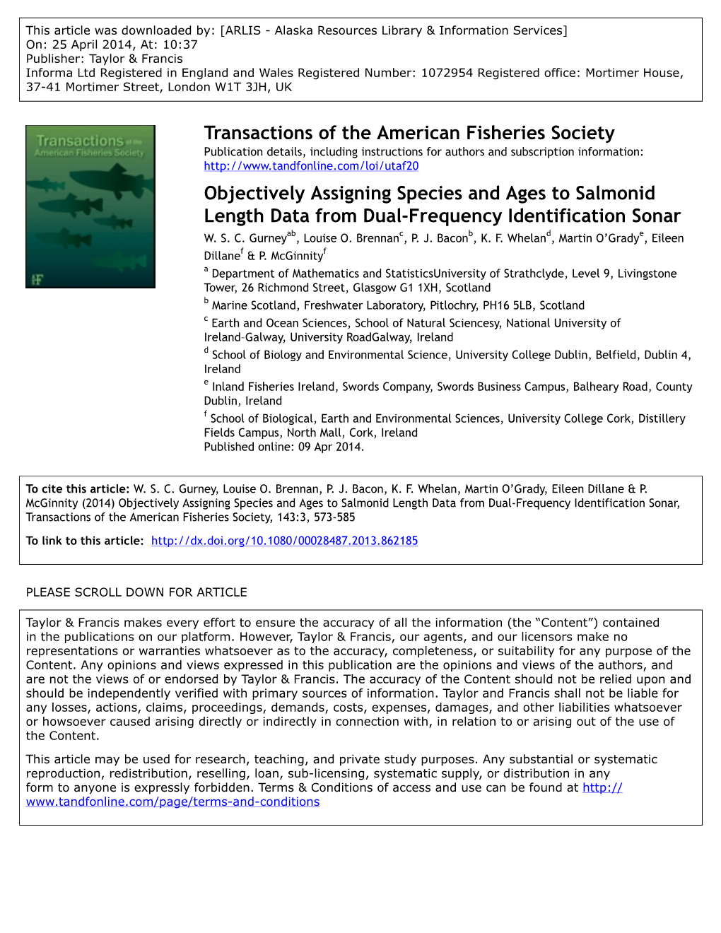 Transactions of the American Fisheries Society Objectively