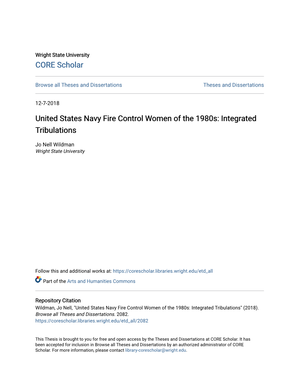 United States Navy Fire Control Women of the 1980S: Integrated Tribulations