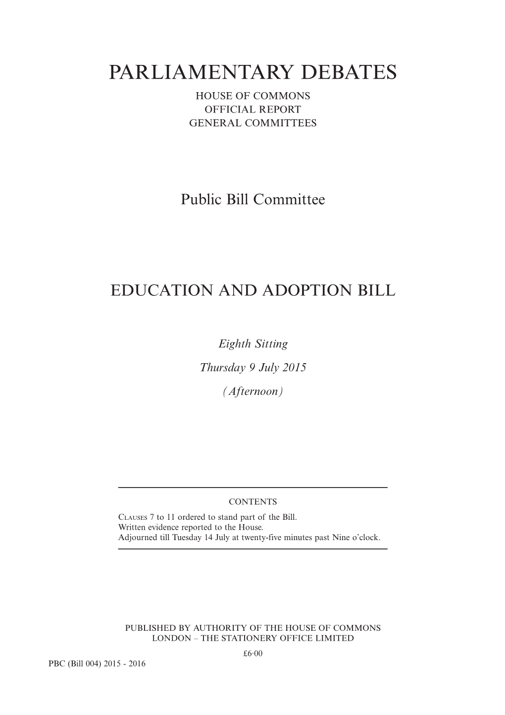 Education and Adoption Bill