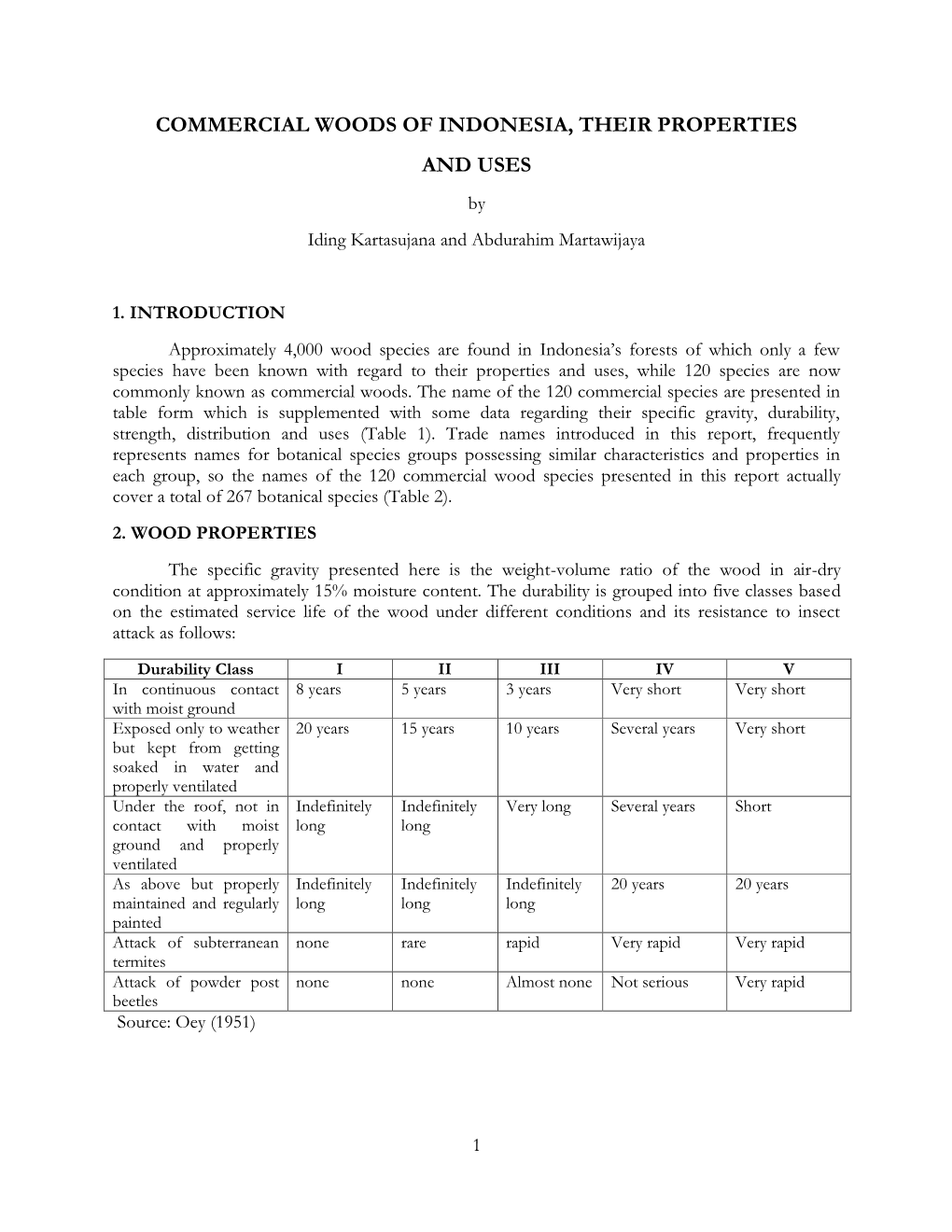 COMMERCIAL WOODS of INDONESIA, THEIR PROPERTIES and USES by Iding Kartasujana and Abdurahim Martawijaya