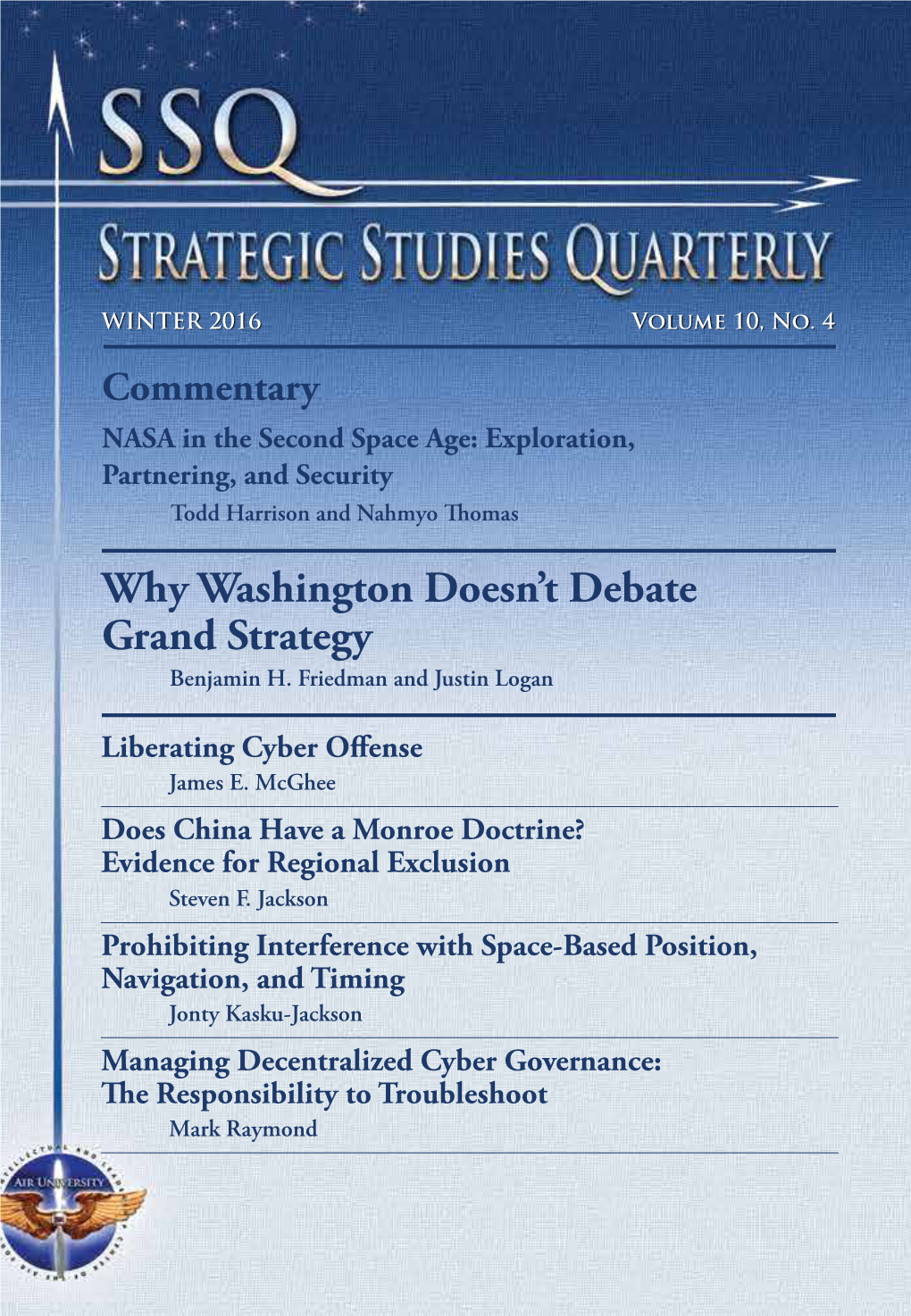 Strategic Studies Quarterly (Winter 2016)