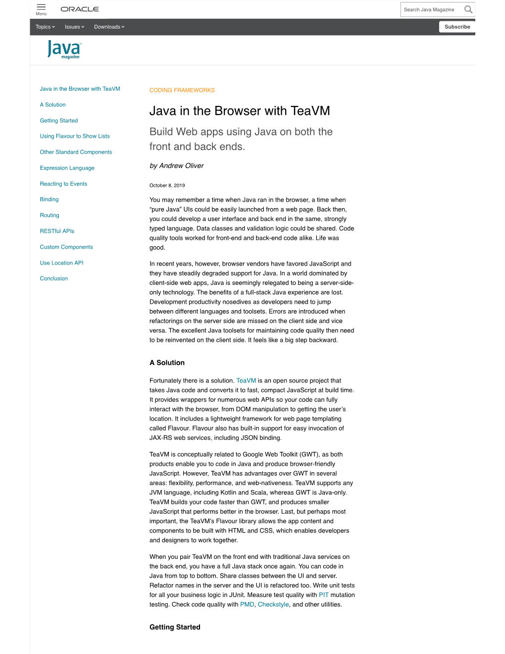 Java in the Browser with Teavm CODING FRAMEWORKS