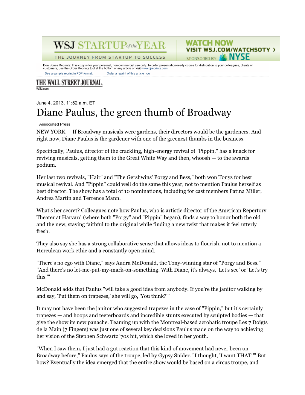 Diane Paulus, the Green Thumb of Broadway