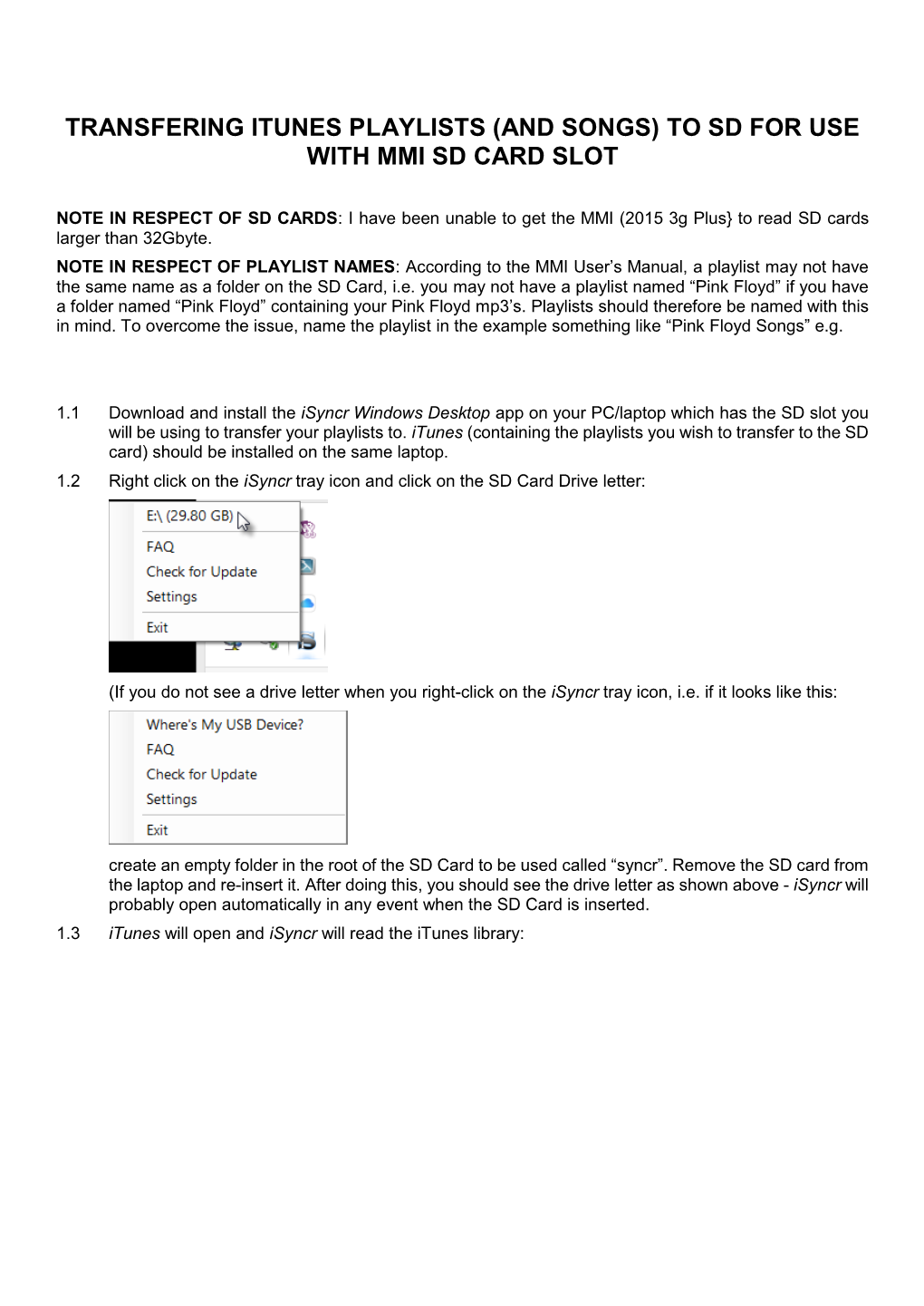 Transfering Itunes Playlists (And Songs) to Sd for Use with Mmi Sd Card Slot