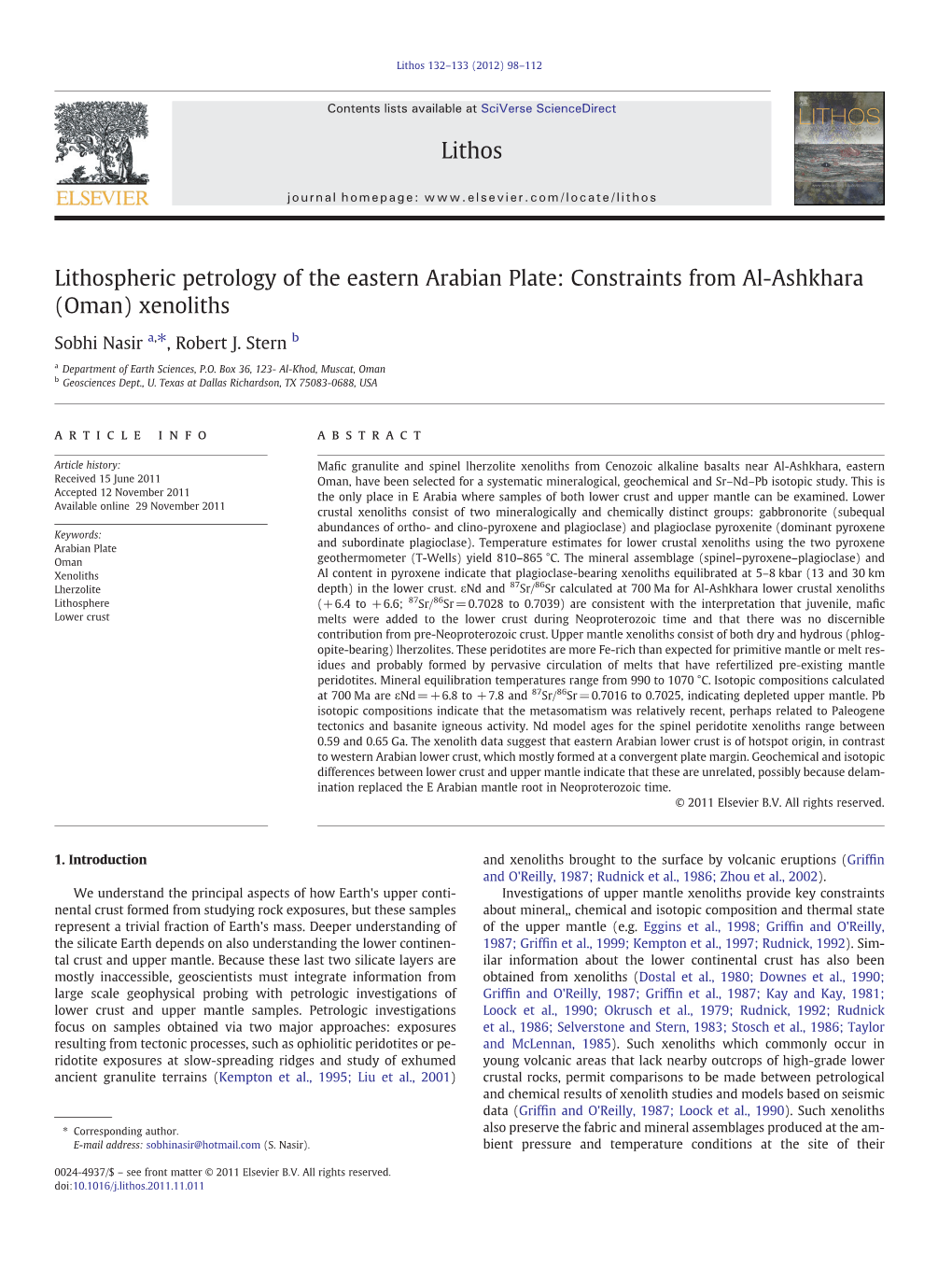 Constraints from Al-Ashkhara (Oman) Xenoliths