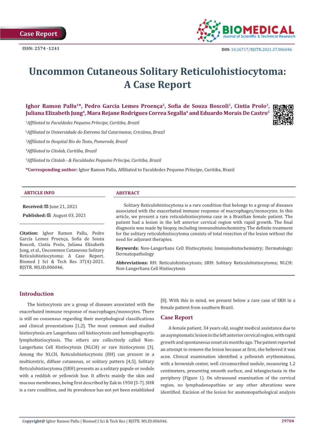 Uncommon Cutaneous Solitary Reticulohistiocytoma: a Case Report